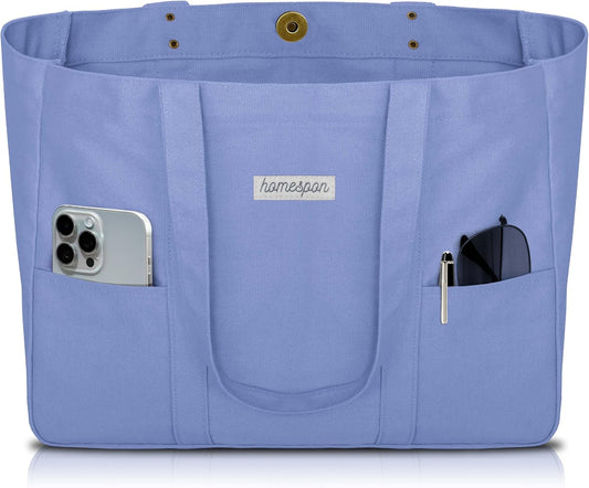HOMESPON Large Canvas Tote Bag for Women Everything Bag with Pockets and Laptop Sleeve