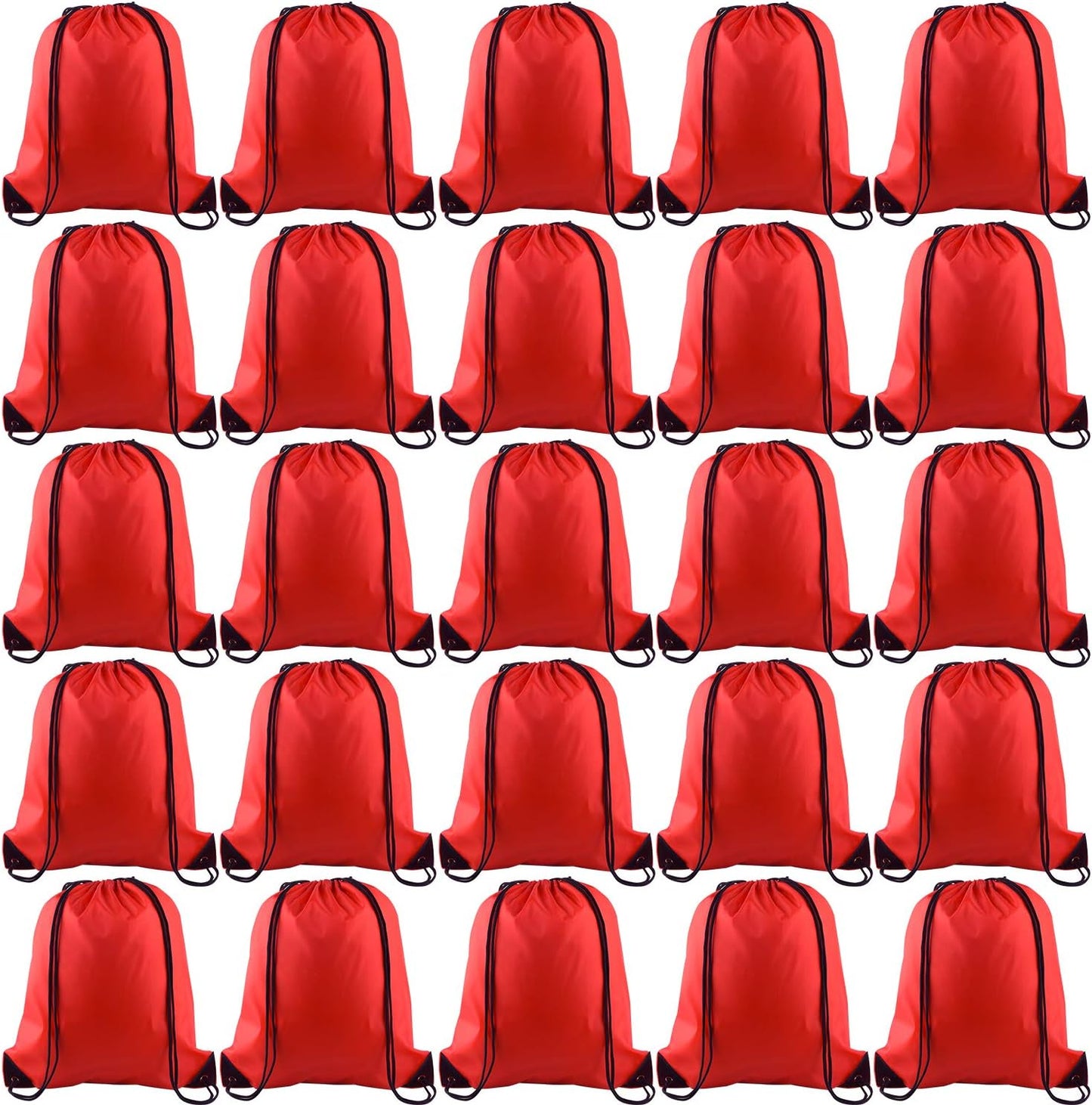 KUUQA 25Pcs Red Drawstring Backpack Bags, Gym Sport Traveling Backpack, Red