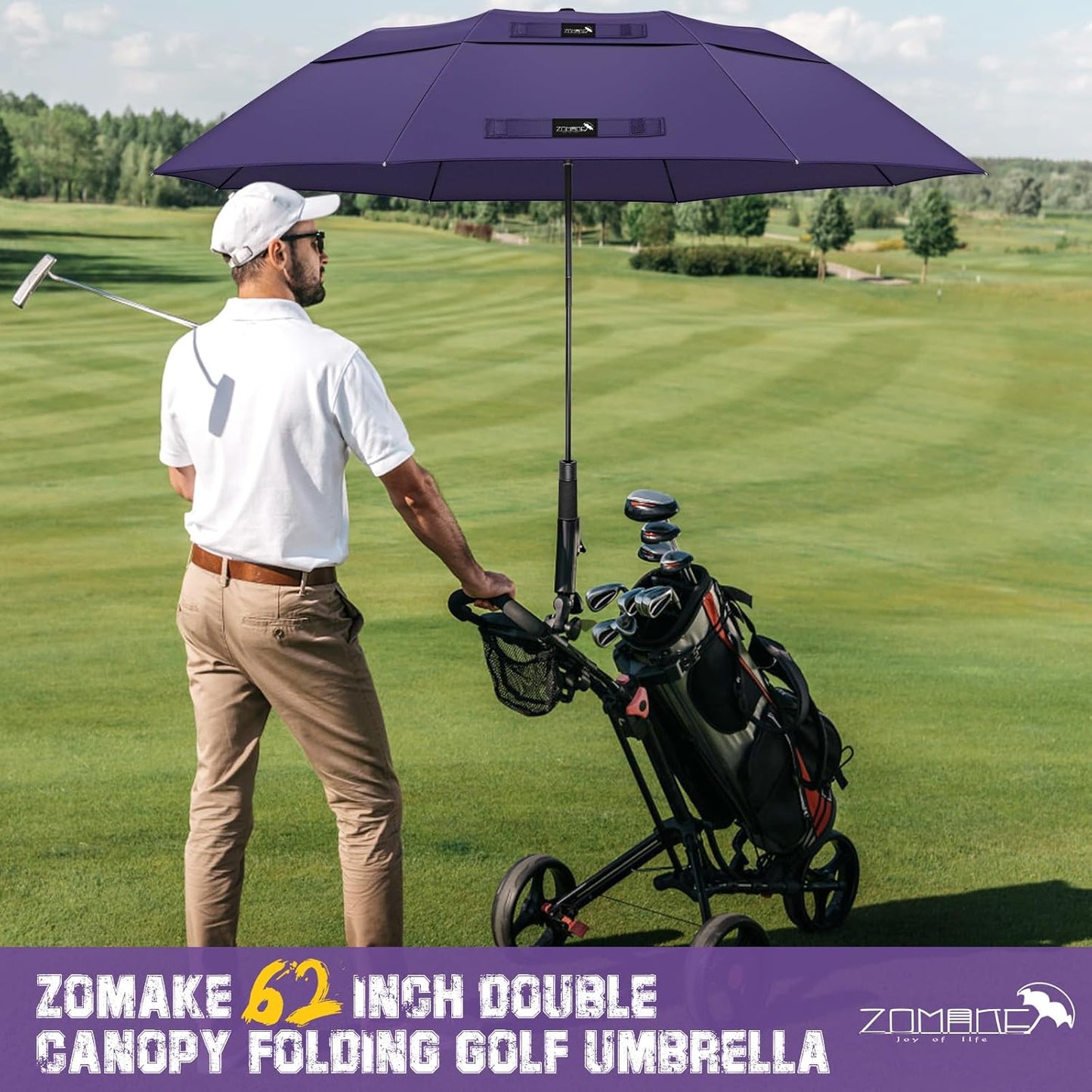 ZOMAKE Compact Golf Umbrella 42/54/62 Inch,Large Golf Umbrellas Windproof Automatic Open Portable Collapsible Travel Umbrella for Men Women