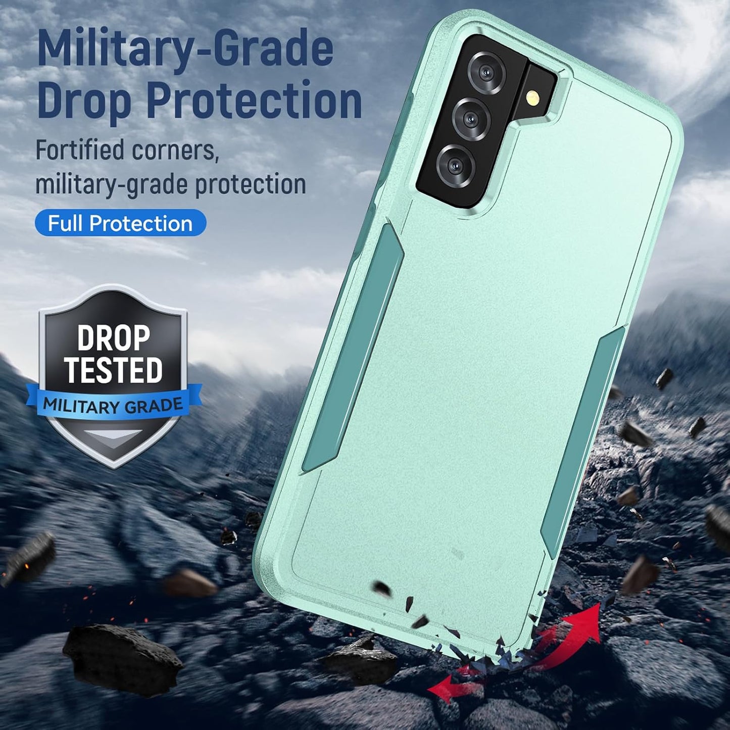 for Galaxy S21 Case with Screen Protection: Heavy Duty Protective Shockproof and Scratch Proof Cell Phone case for Samsung Galaxy S21-Green