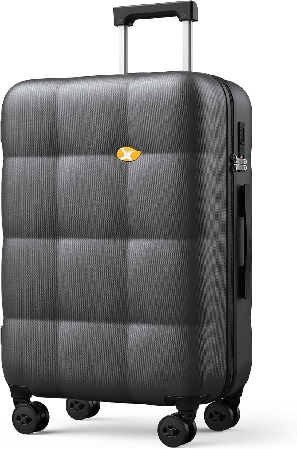 MGB 24 inch Luggage with Spinner Wheels, Travel Suitcase with Wheels, Checked Luggage, Lightweight Diamond Textured TSA Approved Medium Hardside Large Luggages, Charcoal Grey