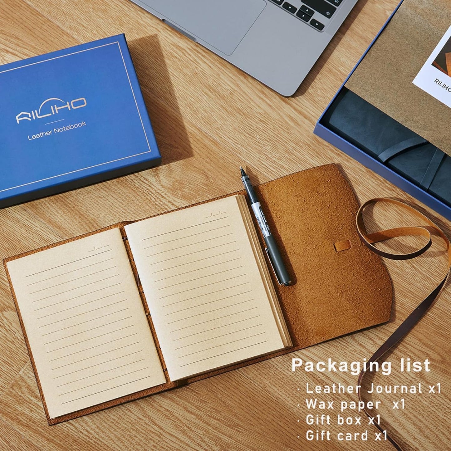 RILIHO Leather Journal Notebook - Genuine Leather Journals for Writing 260 Pages 5x7.1 Inches