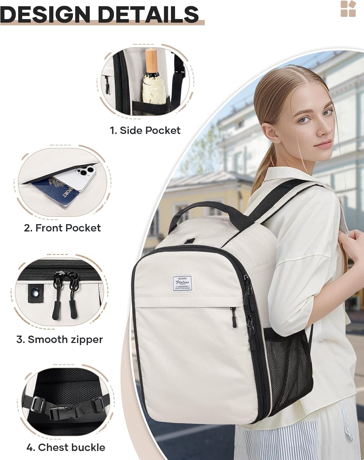Vacuum Backpack Travel with Pump,Travel Backpack with Vacuum System,Vacuum Seal Compression Bags Clothing Vacpack,United Airlines Personal Item Bag 17x10x9,Laptop Backpacks,Beige