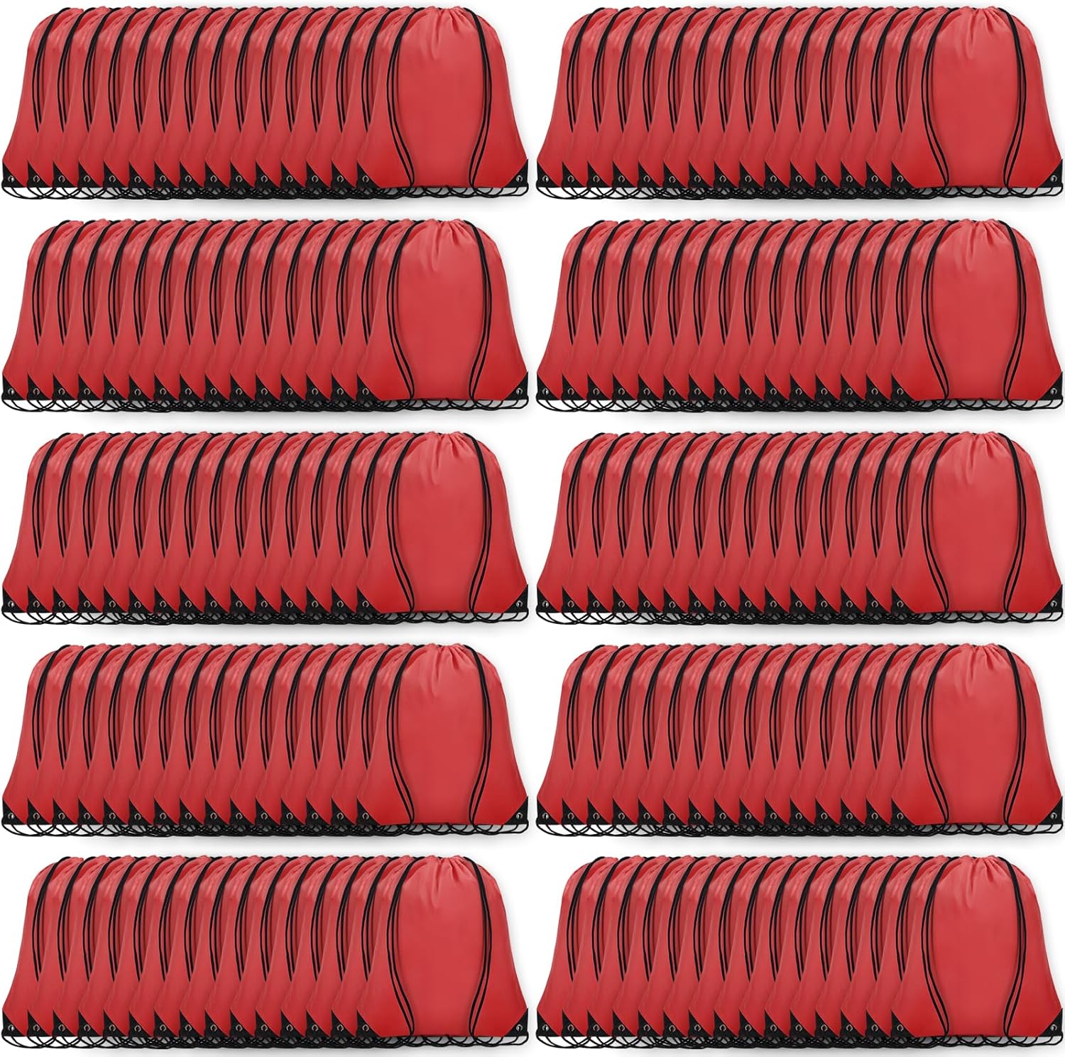 150Pcs Drawstring Backpack Bulk Cinch Sackpack Drawstring Bags Nylon for Gym Party Trip(Red)
