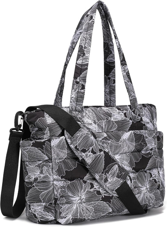 AOCINA Puffy Tote Bag for Women Quilted Work Bag Nurse Bags Women's Handbags for Travel