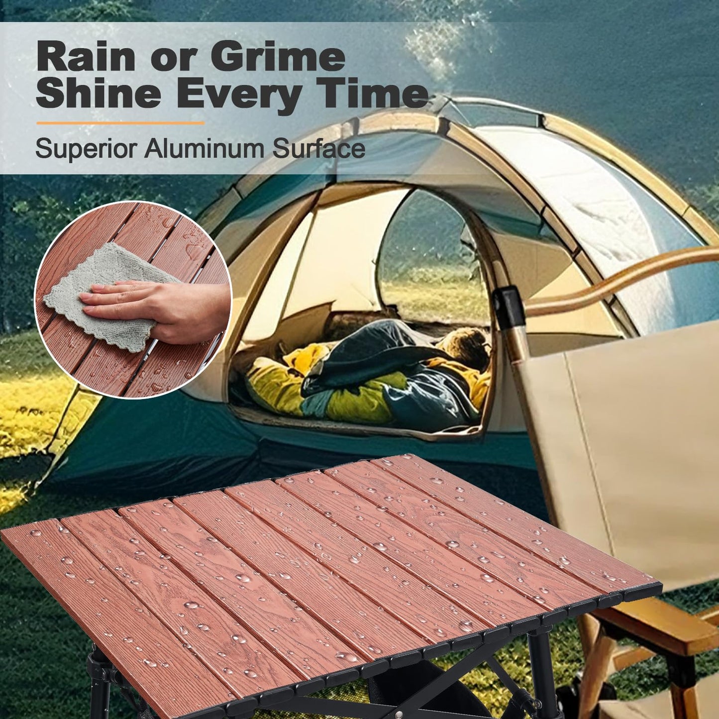 Odoland Portable Camping Table, Folding for Beach Outdoor Adjustable Height