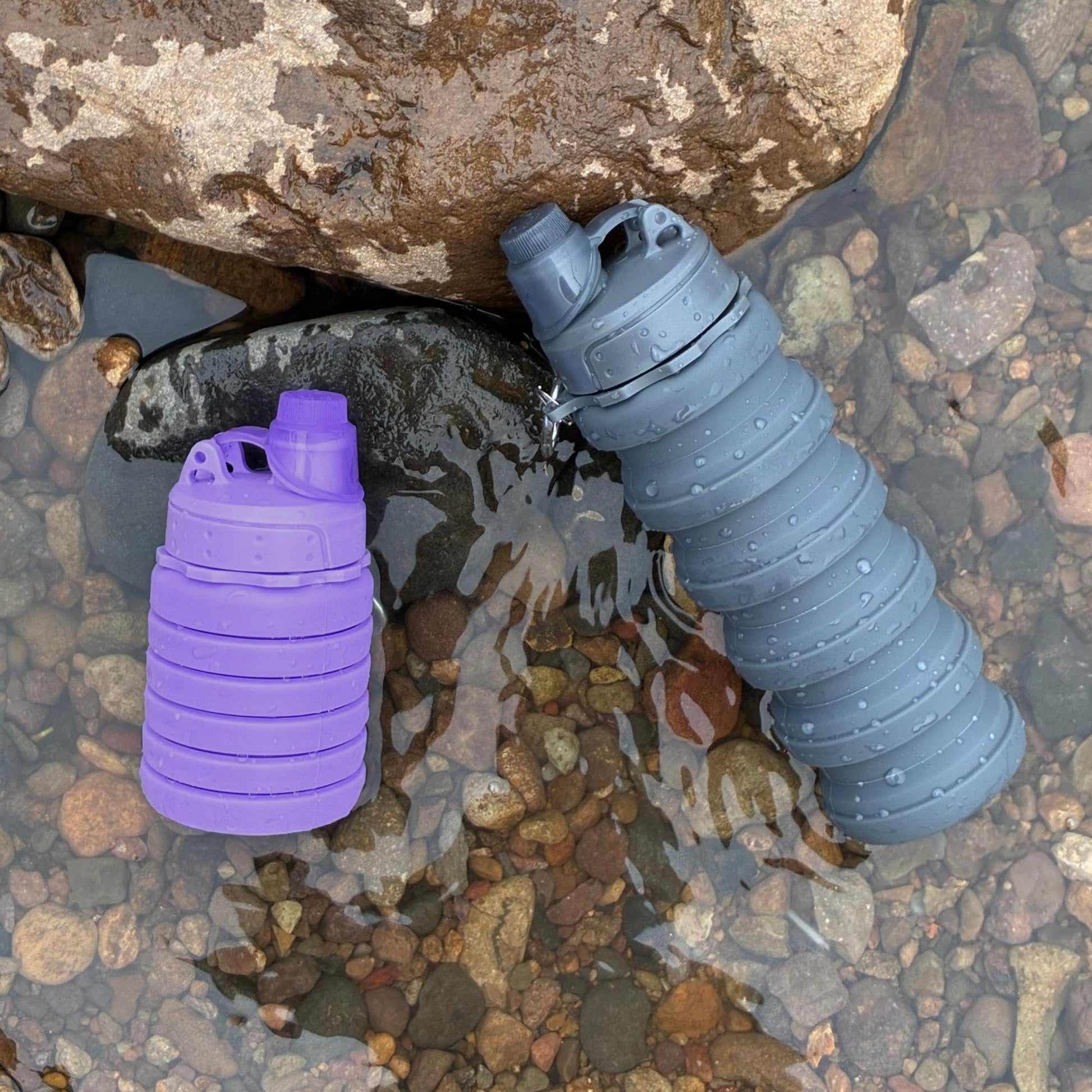 YCTMALL Collapsible Water Bottles Two Pack Travel Sports Portable Sport Water Bottle comes with