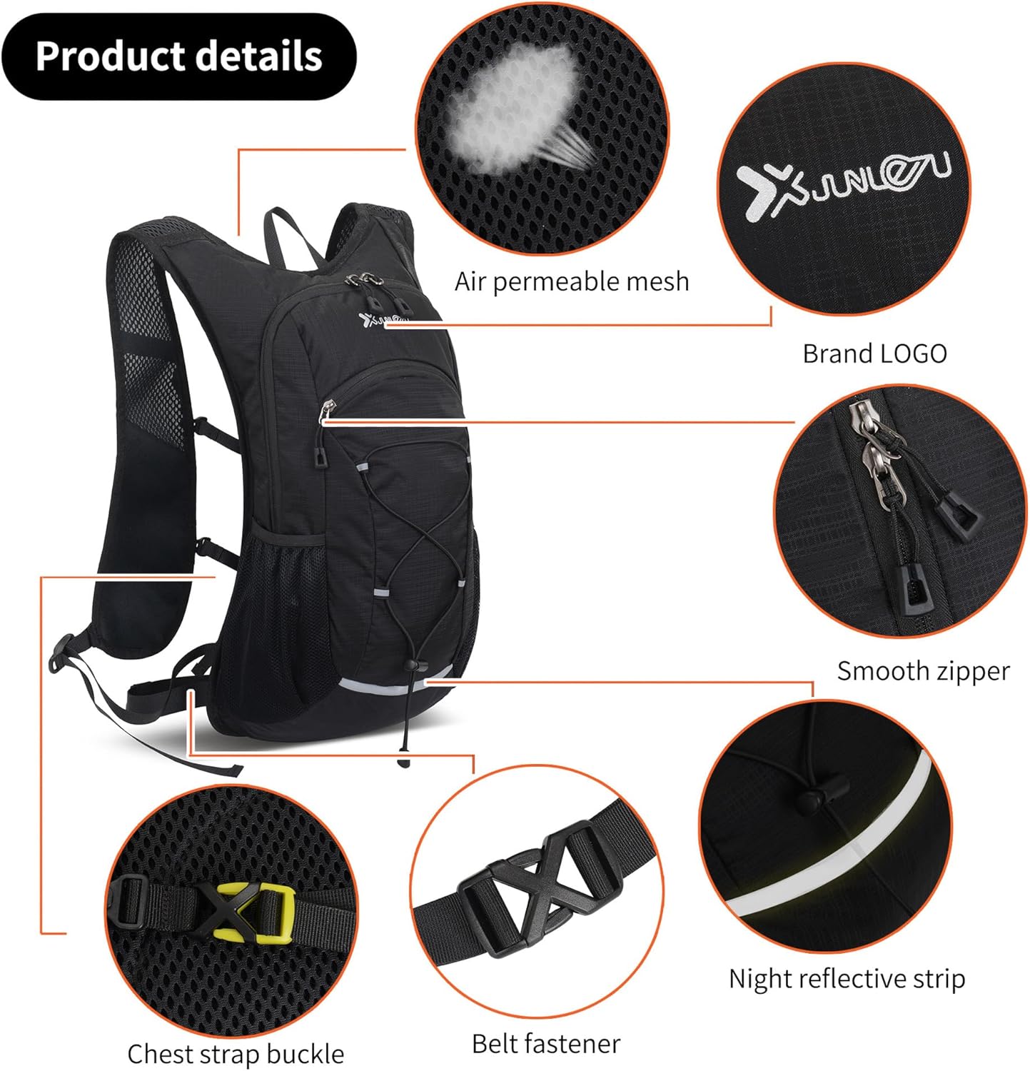 DOJUNS Hiking Backpack Lightweight Travel Backpack 20L Waterproof Hiking Daypacks Camping Backpack for Men Women (Black)