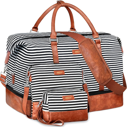IBFUN Weekender Bags for Women, 21" Weekender Travel Bag, Travel Duffle Bag with Shoe Compartment Carry on Overnight Duffel Bag for Weekend Travel Business Trip, 3PCS