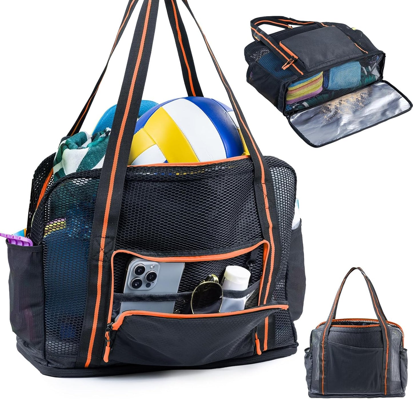 Large Mesh Beach Bag - XL Beach Tote Sandproof - Swim Bag - Large Pool Tote with Pockets for Toiletries, Towel