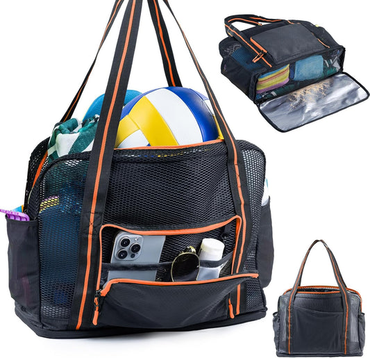 Large Mesh Beach Bag - XL Beach Tote Sandproof - Swim Bag - Large Pool Tote with Pockets for Toiletries, Towel