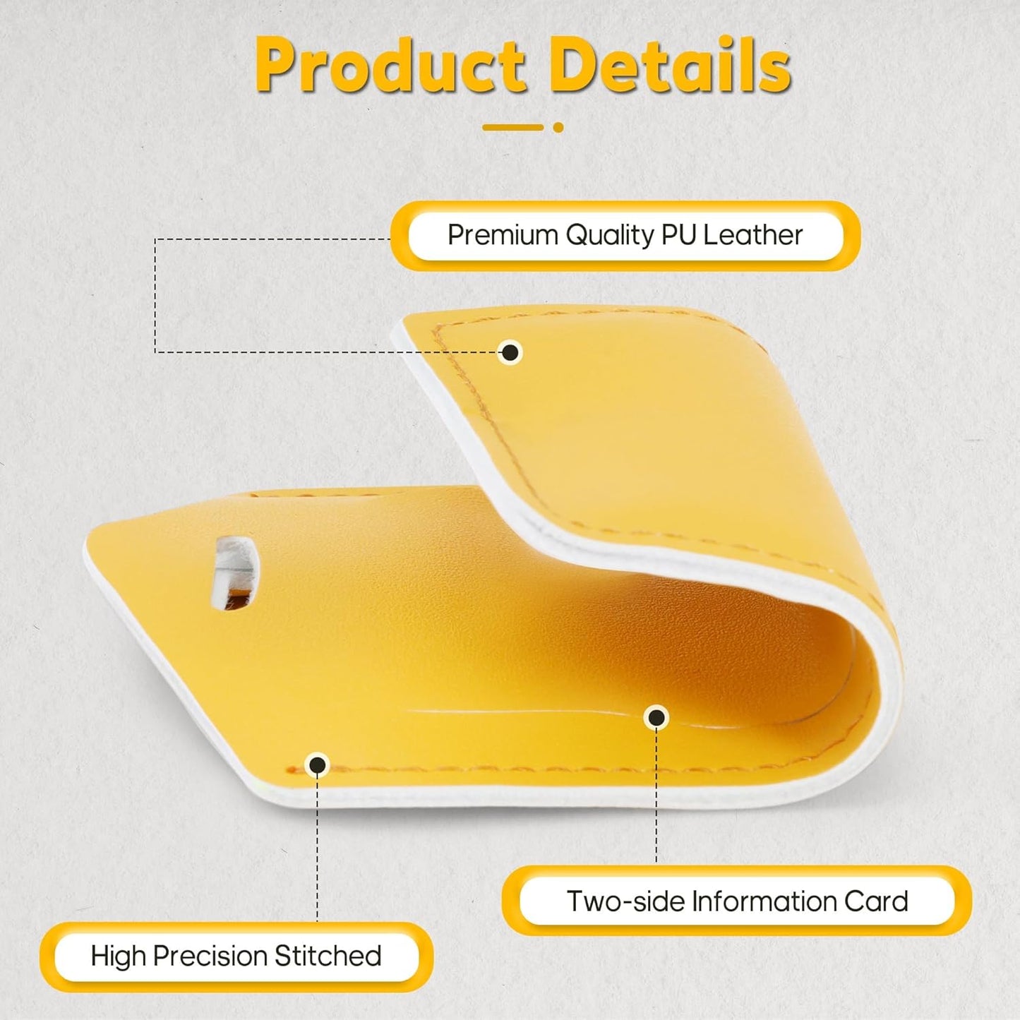 Travelambo Luggage Tags for Suitcases Faux Leather Privacy Protection 12 Pack Bag Tags Travel Accessories Essential, Energetic Yellow