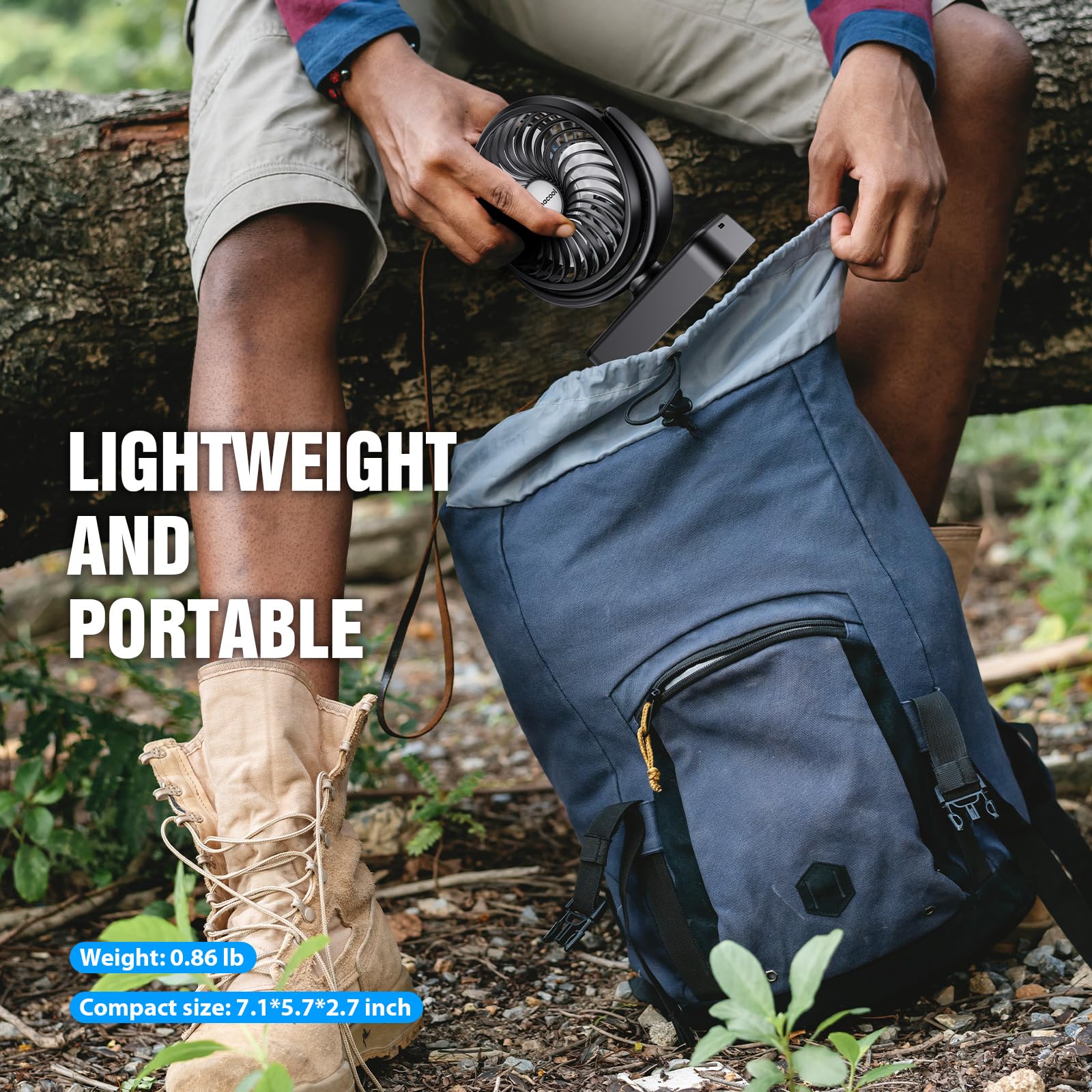 AMACOOL Portable Camping Fan with LED Lantern- 40H Work Time Rechargeable