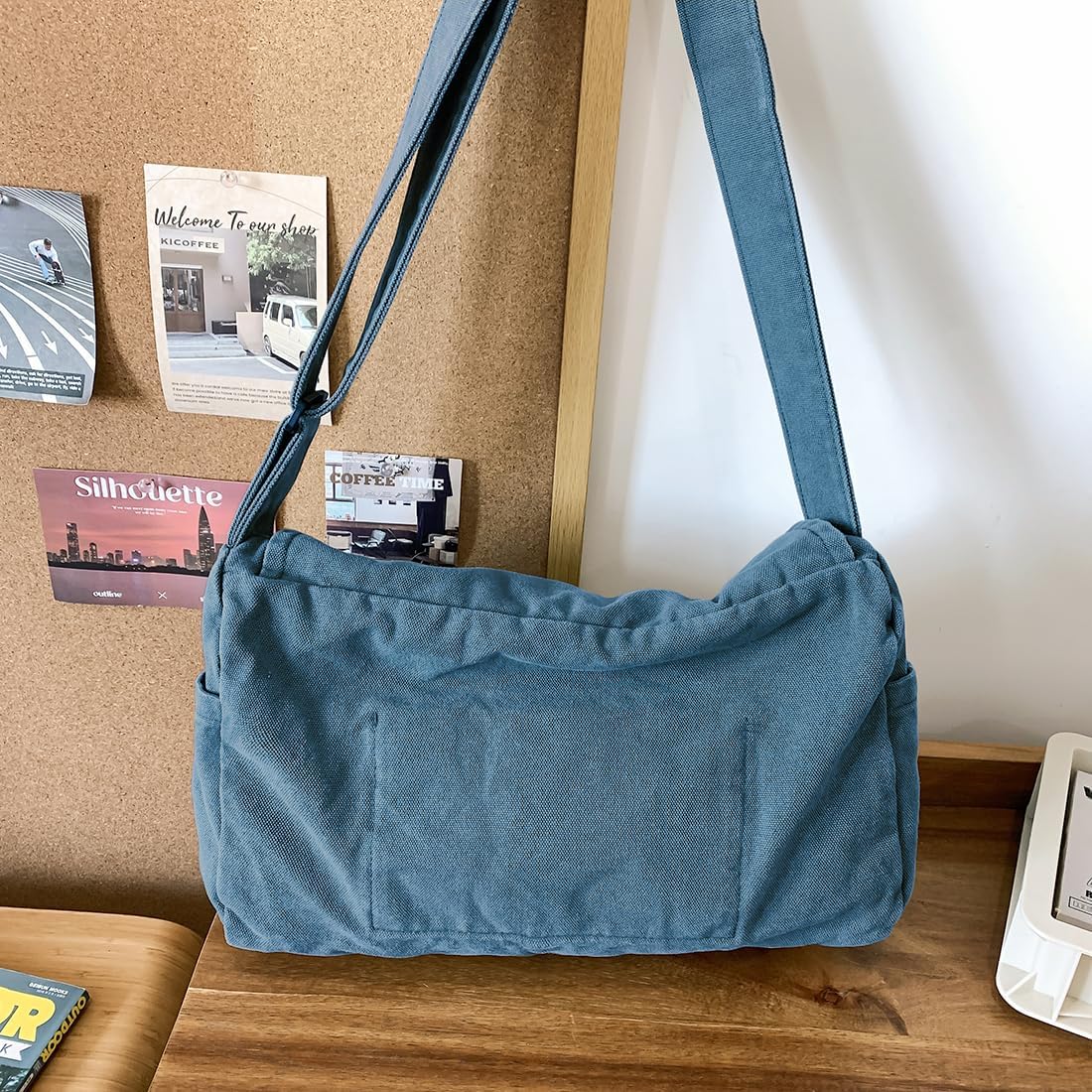 Collsants Messenger Bag for Women Men Satchel Bag Canvas Crossbody Shoulder Bag Casual Sling Bag