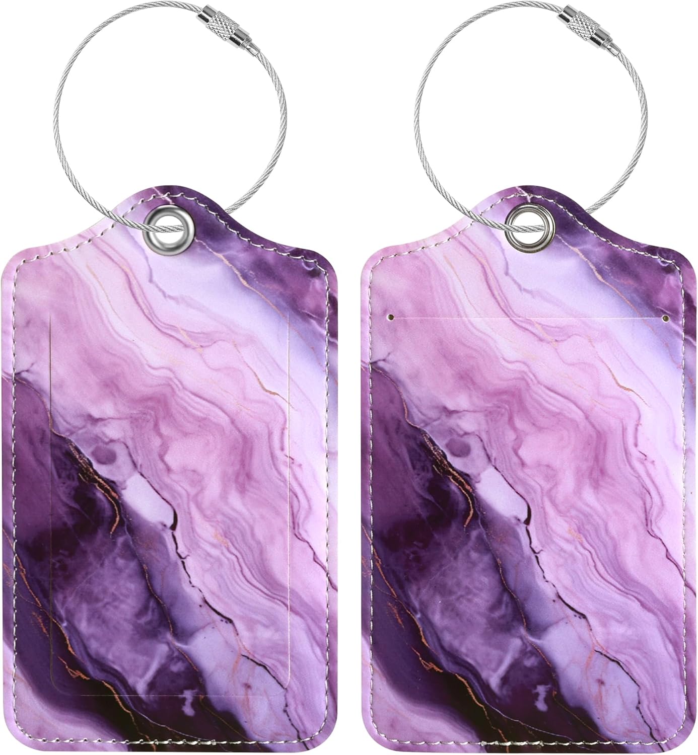 Luggage Tags for Suitcases, 2 Pack Cute PU Leather Luggage Tag TSA Approved with Stainless Steel Loop and Address Card Baggage Tag for Travel&Hotel Stays&Cruise Ships&Shipping and Mailing