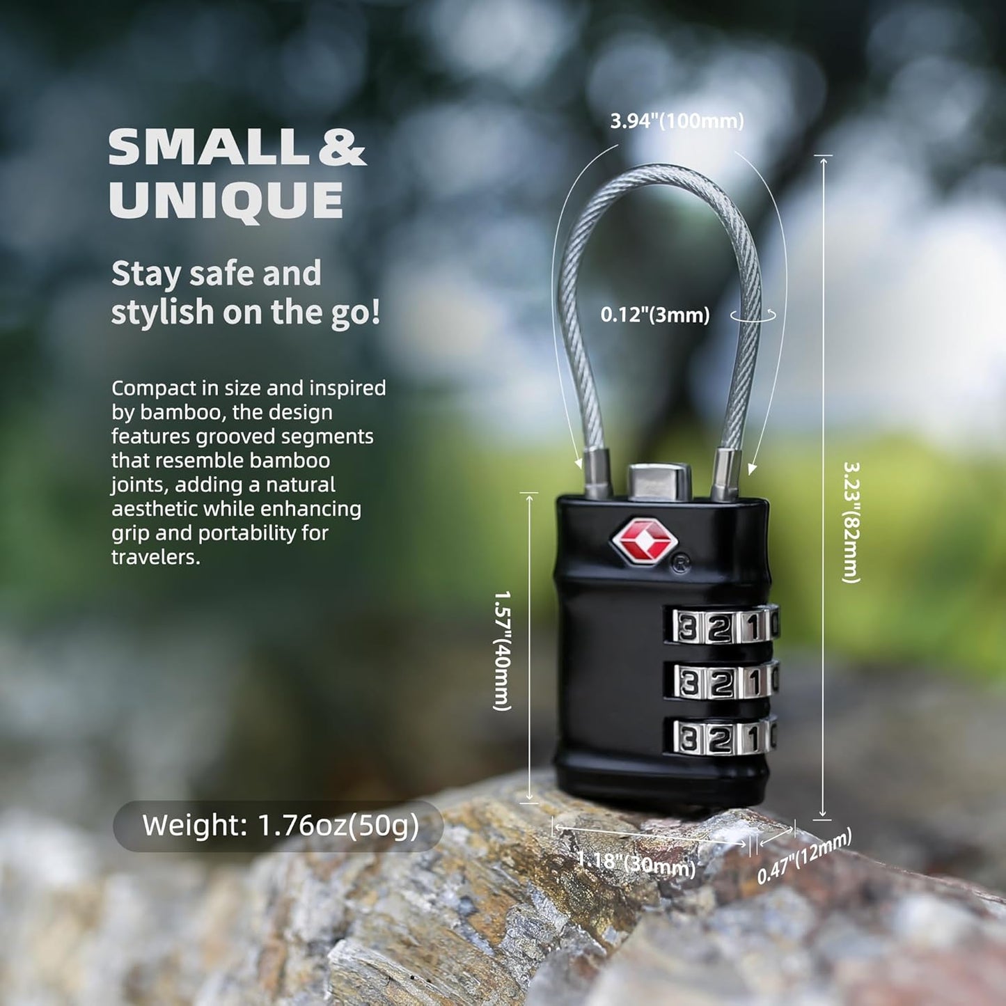 Luggage Locks TSA Approved Travel Essentials, TSA Locks for Luggage, 3 Digit Combination Padlock with Code, Combo Small Padlock for Suitcase, Backpack, Bag Zipper, Locker, Gun Case, 1-Pack