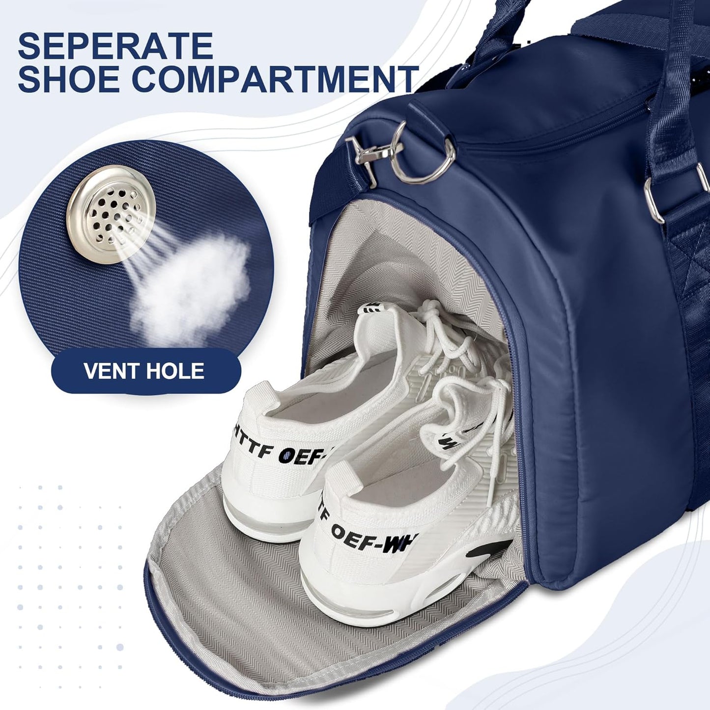 FIORETTO Womens Gym Tote Duffle Bag with Wet Pocket & Shoe Compartment, Sports Duffel Overnight