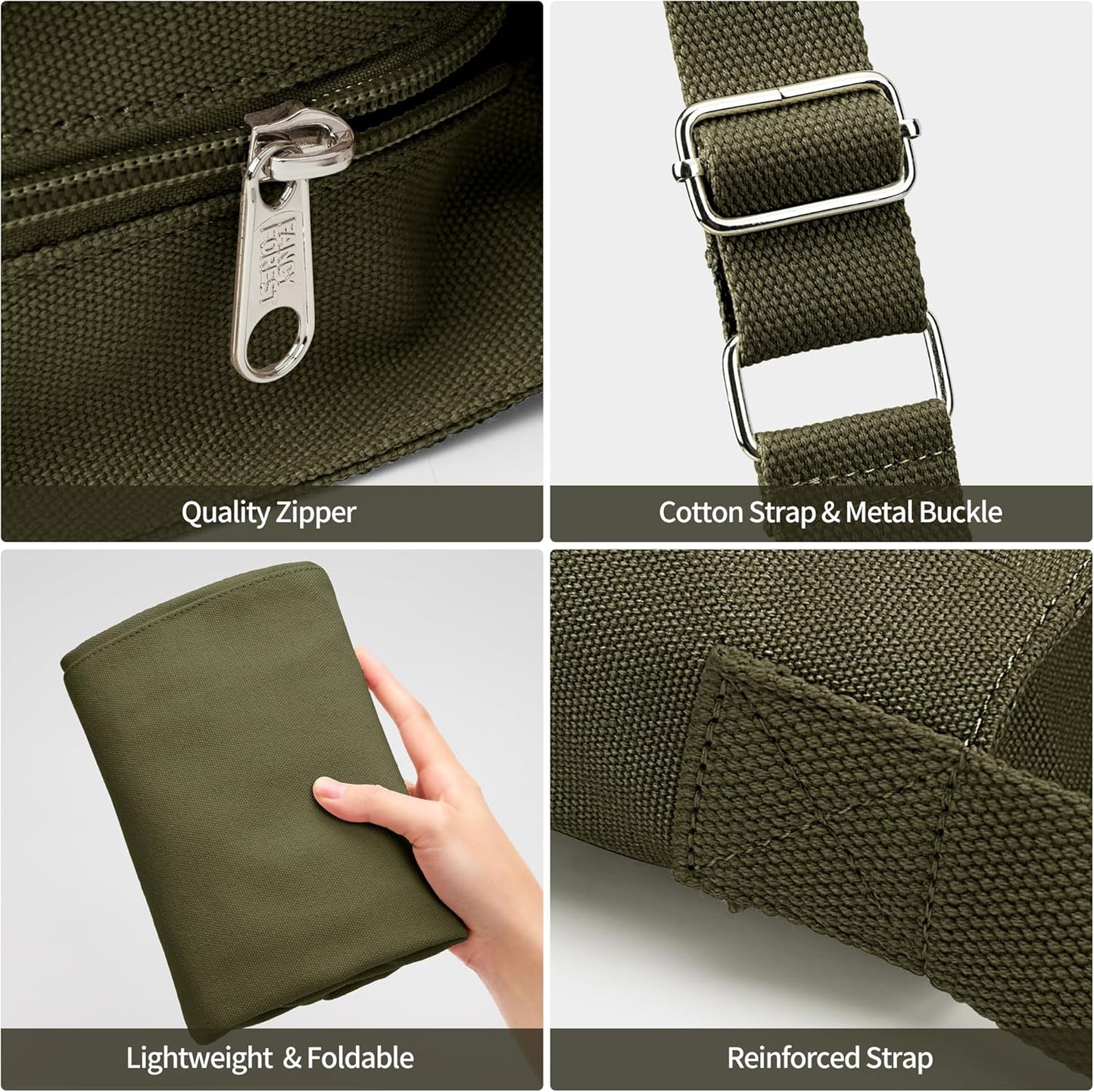 KALIDI Canvas Tote Bag Large Hobo Crossbody Shoulder Handbag Zipper Messenger Bag for Women or Men