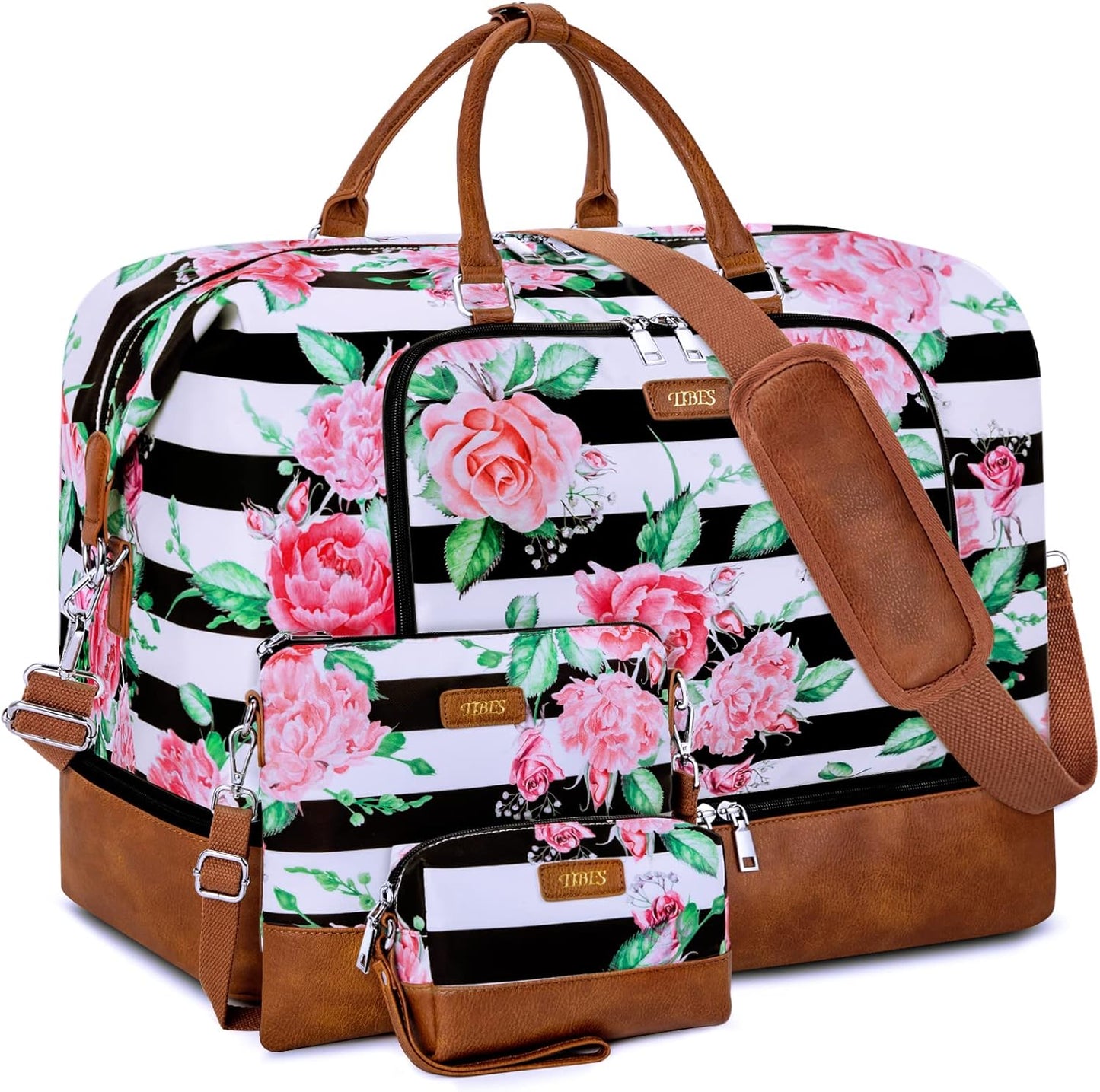 Travel Weekender Bag for Women, Overnight Bag with Shoe Compartment Oversized Travel Duffel Bag Carry On Tote 21"