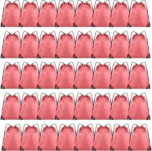 40 Pieces Drawstring Backpack Bulk Cinch Sackpack Ployster Drawstring Bags for Gym Party Trip(Peachy)
