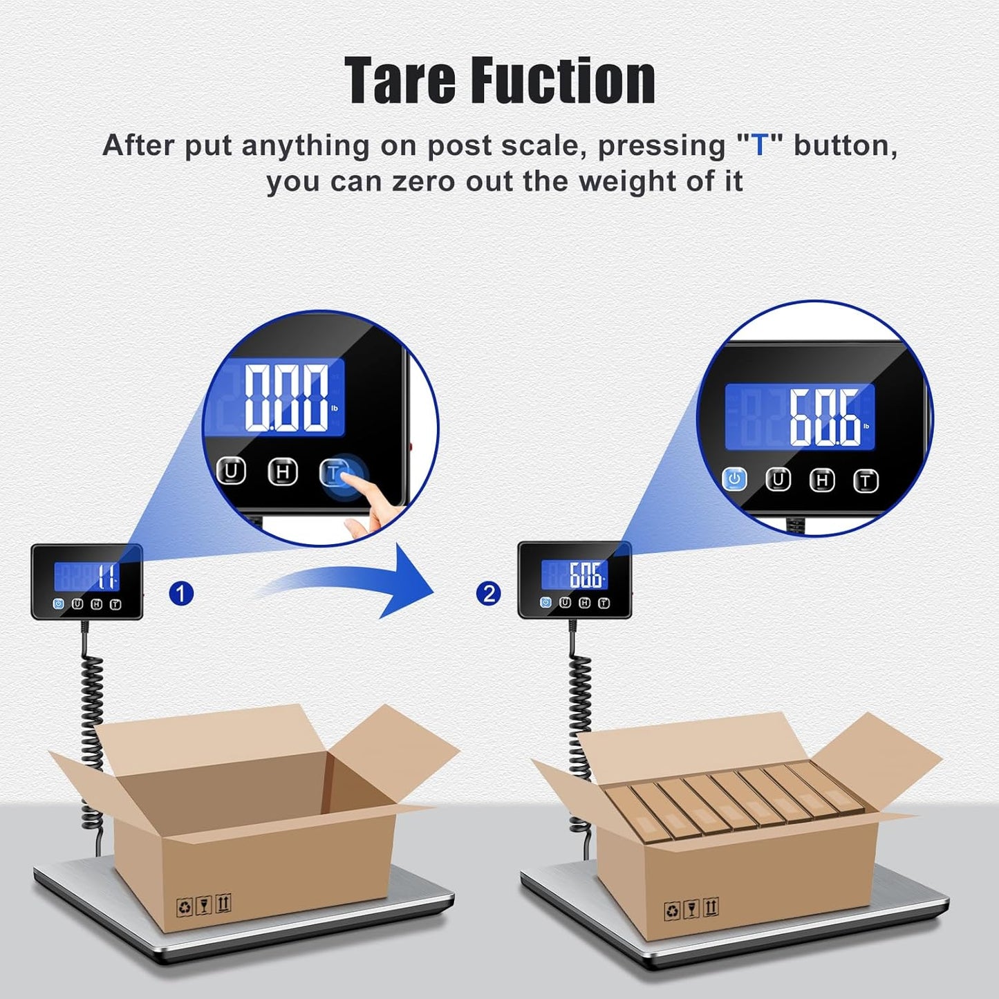 Shipping Scale, 660lbs Heavy Duty Digital Postal Scale for Packages, 0.7oz High Accurate Postage Scale for Small Business, Luggage, Home Use, Battery & Charging Cable Include