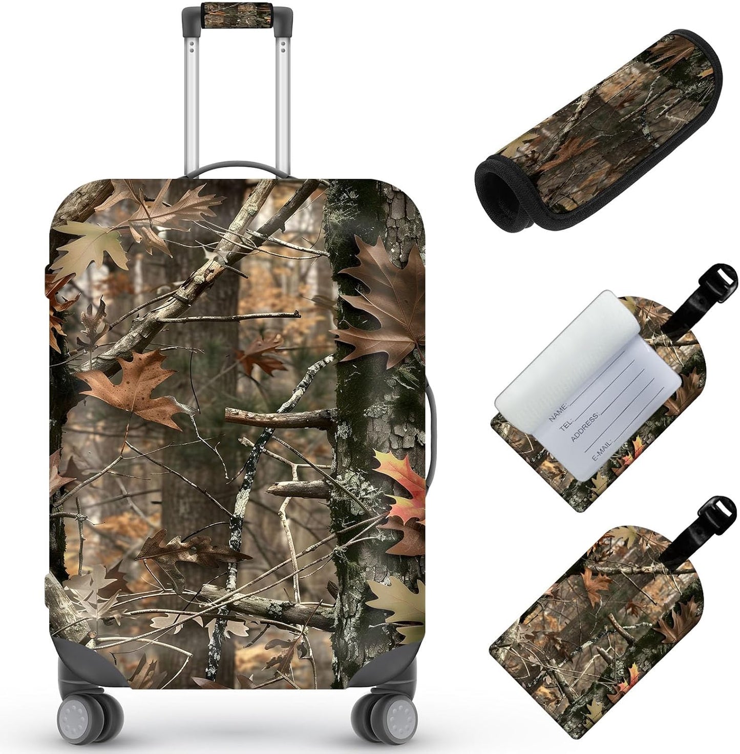 Travel Luggage Cover,Camouflage DesignTheme Suitcase Cover Accessory Kit, Luggage Tag, and Comfortable Luggage Handle Wrap, Washable Luggage Suitcase Protector (22-24 inch,M)