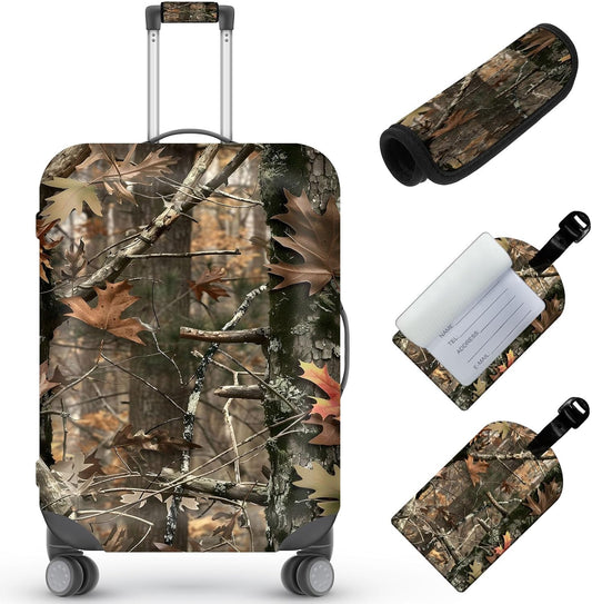 Travel Luggage Cover,Camouflage DesignTheme Suitcase Cover Accessory Kit, Luggage Tag, and Comfortable Luggage Handle Wrap, Washable Luggage Suitcase Protector (25-28 inch,L)