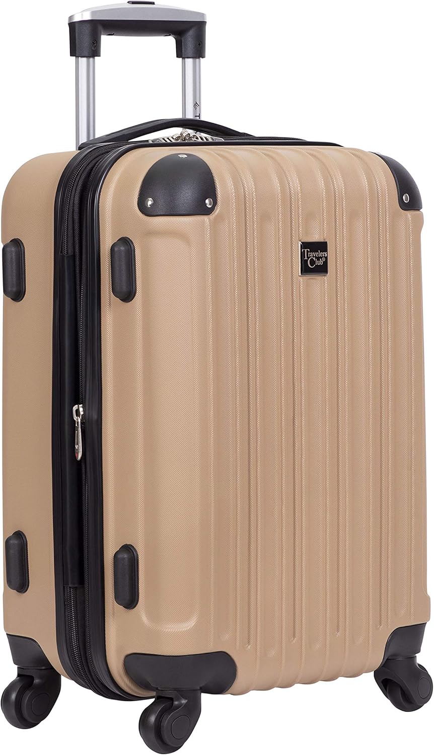 Travelers Club Midtown Hardside Luggage Travel, Tan, 4-Piece Set