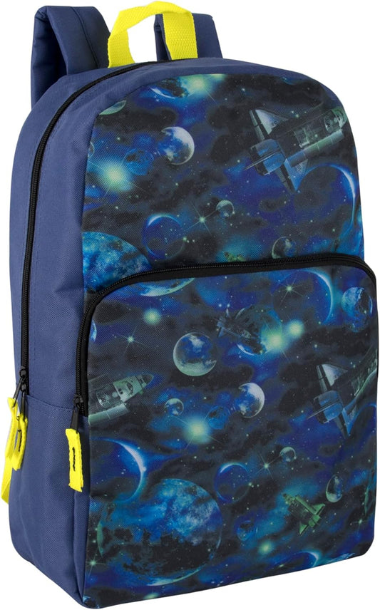 Fun School Backpack for Elementary Middle School Girls and Boys | 17 Inch Printed Backpacks for School Kids, Travel (Shoot for the Stars)