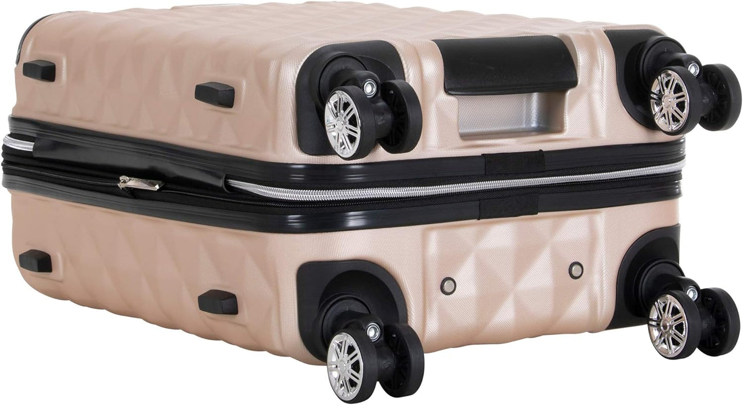 Kenneth Cole REACTION Diamond Tower Collection Lightweight Hardside Expandable 8-Wheel Spinner Travel Luggage, Rose Champagne, 2-Piece Set (20" & 28")