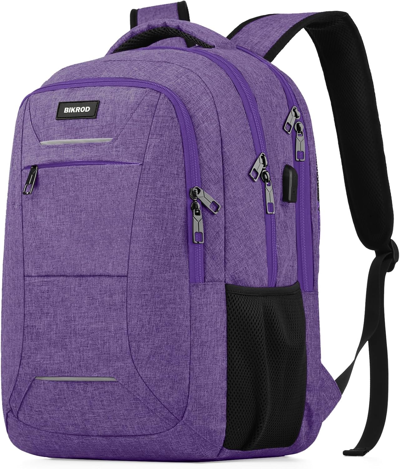 BIKROD Backpack for Men Women, School Backpacks for Teen Boys, Business Anti Theft Sturdy Travel Laptop Backpack with USB Charging Port, Water Resistant 15.6 Inch Computer Bag Gift, Purple
