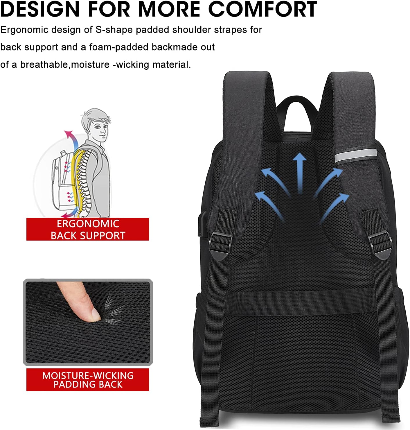 MAXTOP Laptop Backpack Bookbag Backpack with USB Charging Port Anti-Theft[Water Resistant] Work College Business Travel Computer Backpack for Men Women Fits up to 17" Notebook