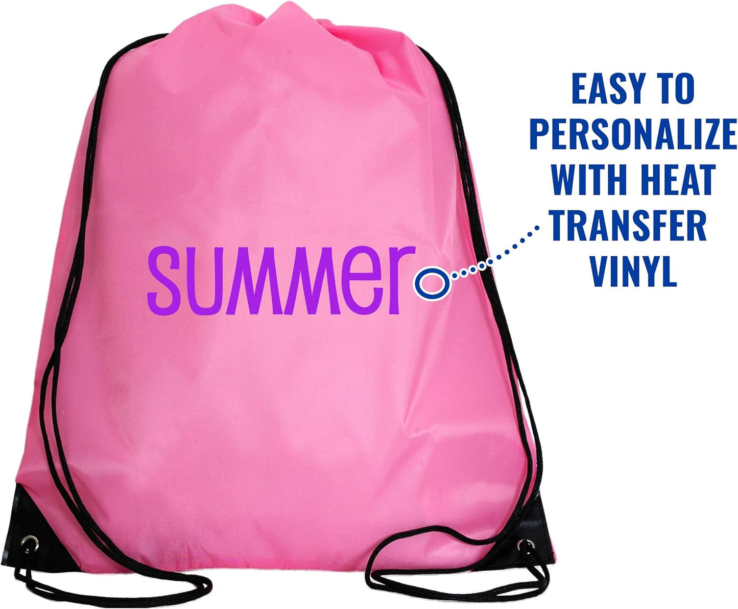 Threadart Drawstring Backpacks - Pack of 10 - Pink | Sports Cinch Sack String Backpack | For Gym