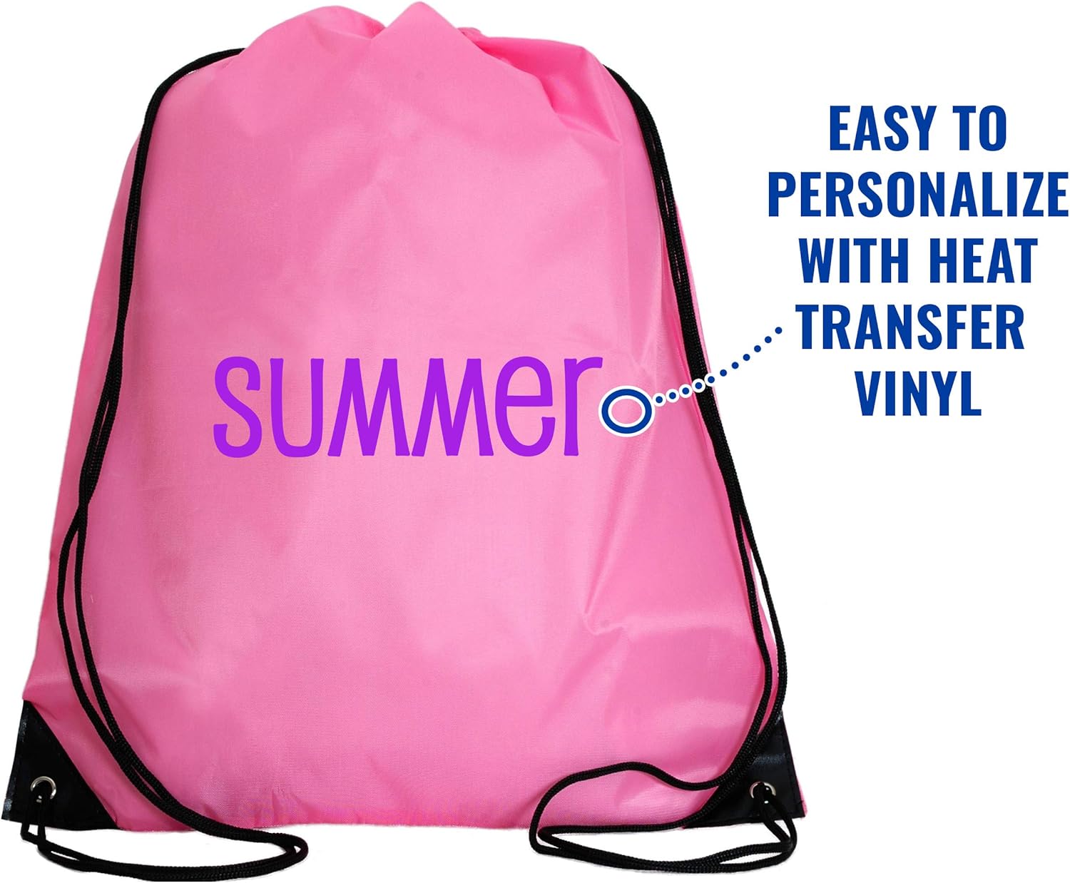 Threadart Drawstring Backpacks - Pack of 10 - Pink | Sports Cinch Sack String Backpack | For Gym