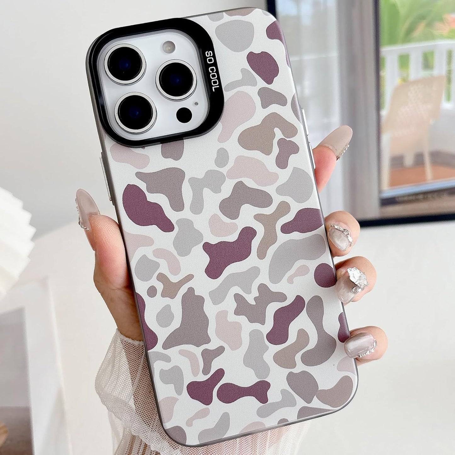 for iPhone 15 Pro Max Case, Vintage Camo Pattern Design for Men Boys Teens, Cool Camouflage Shockproof Protective Cover for Girls Women - Black