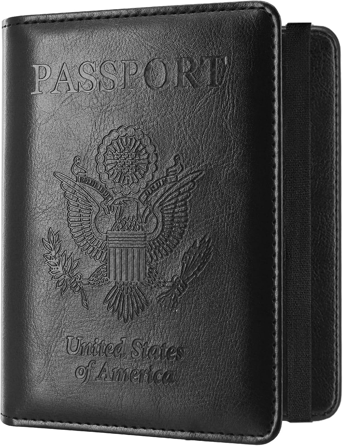 ACdream RFID BLOCKING Passport Holder Travel Wallet, Premium PU Leather Cover Passport Book with Card Holder, Pen Holder, Keep Organization, and Travel Essentials for Women and Men, Black