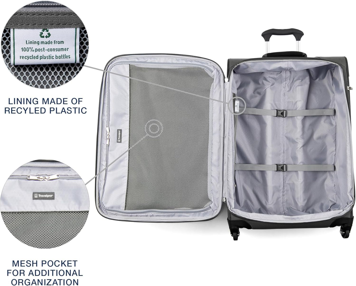 Travelpro Maxlite 5 Softside Expandable 2-Piece Luggage Set — Carry-On and Large Checked Luggage — Shadow Grey