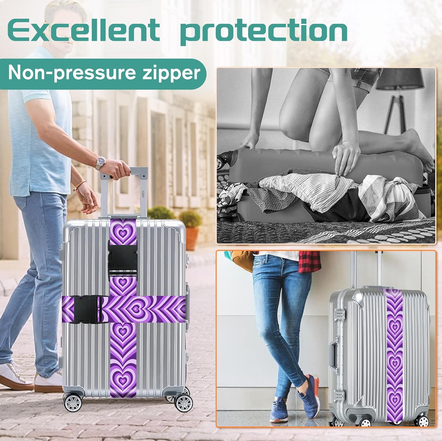 Slohif Luggage Straps for Suitcases Travel Belt Accessories Luggage Connector Identifiers 2 Pack