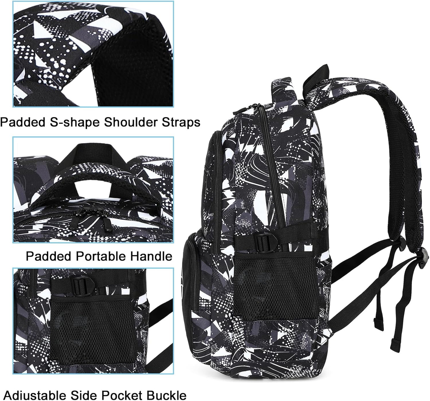Bluboon Kids Backpack Boys Camo Bookbag Teens Elementary School Bag Daypack Travel Back Pack Middle school (Grey Graffiti)