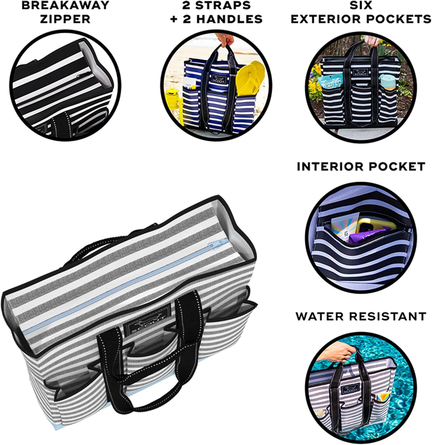 SCOUT Rocket Pocket Tote - Multi-Pocket Travel, Nurse, Teacher, Mom Tote, 7 Pockets Total, Two Sets