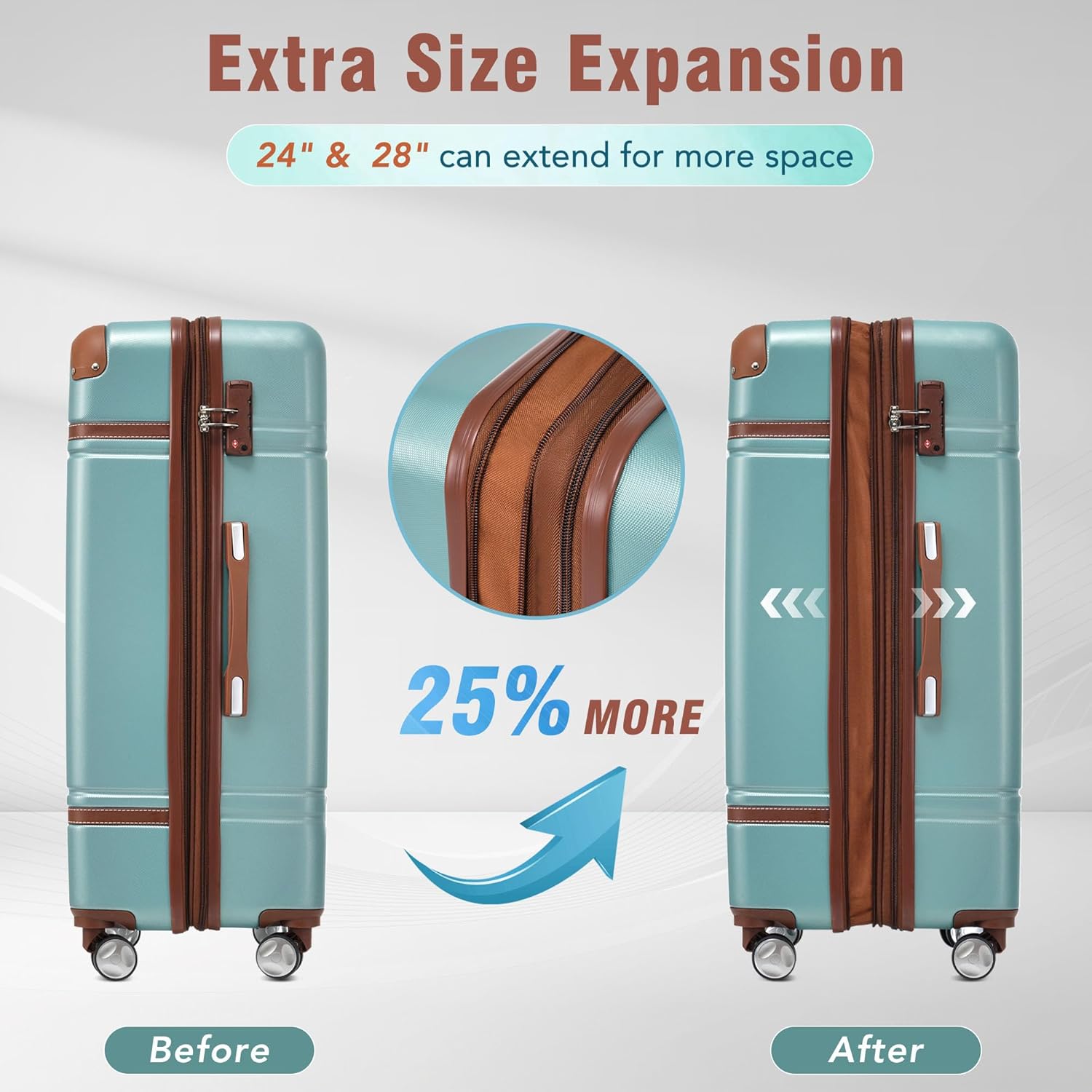 Merax Luggage Set 2 Piece Suitcase Set with Cosmetic Case Expandable Spinner Wheels Vintage Luggage