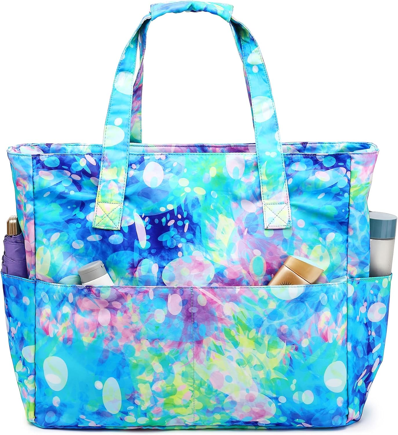 Bluboon Waterproof Beach Tote Pool Bags for Women Ladies Extra Large Carry On Bag With Wet Compartment for Weekender Travel