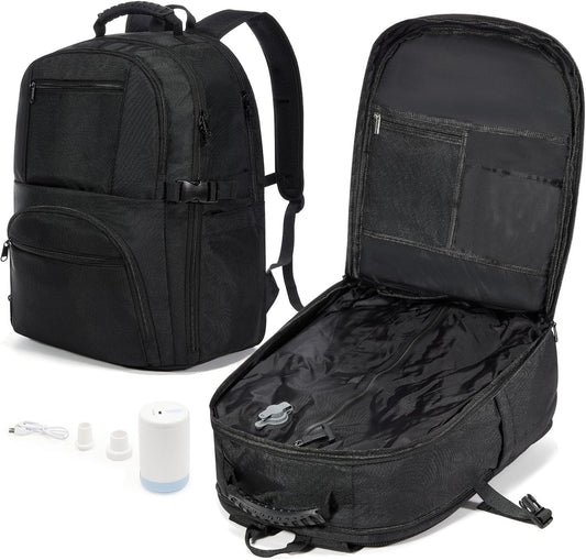 Vacuum Backpack Travel with Pump,Travel Backpack with Vacuum System,Carry on Flight Approved 18×14×8 inch Personal Item Travel Bag,Mochila Compresion al vacio,Laptop Backpack for men,Black