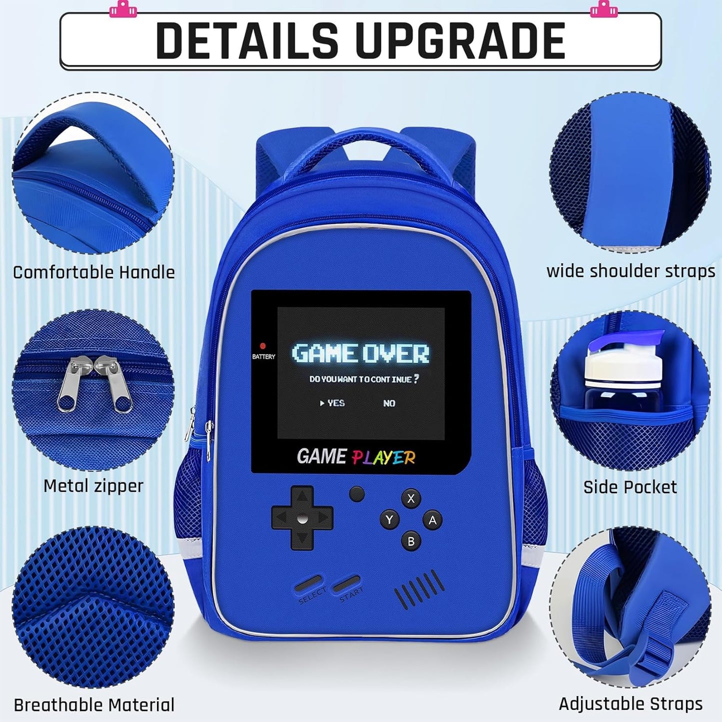 Backpack for School Boys,3pcs Boys Backpack and Lunch Box Set for Elementary Middle School, 17″