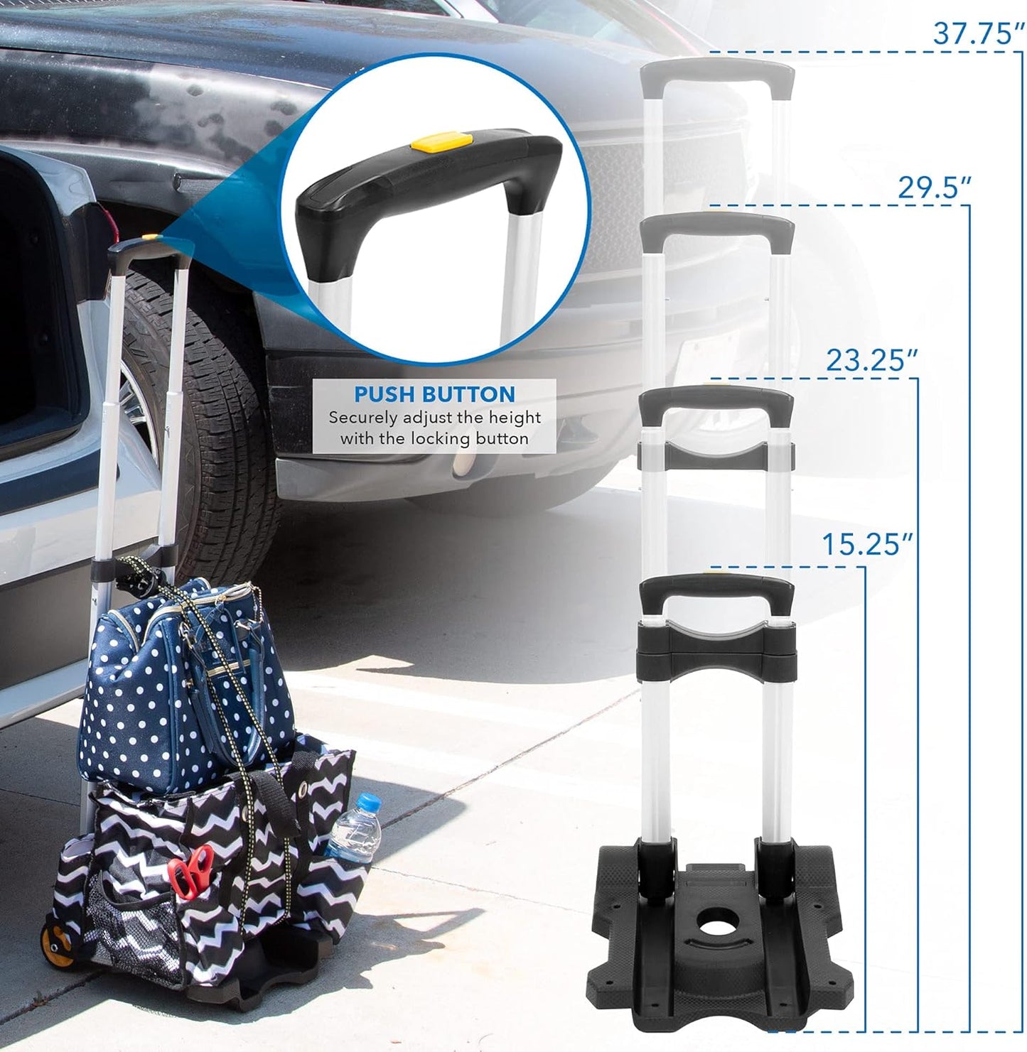 Mount-It! Luggage Cart with Wheels Foldable | Strong, Compact Luggage Cart Holds 77 Pounds - Carry Boxes, Backpacks and Luggage Smoothly with Our Folding Luggage Cart