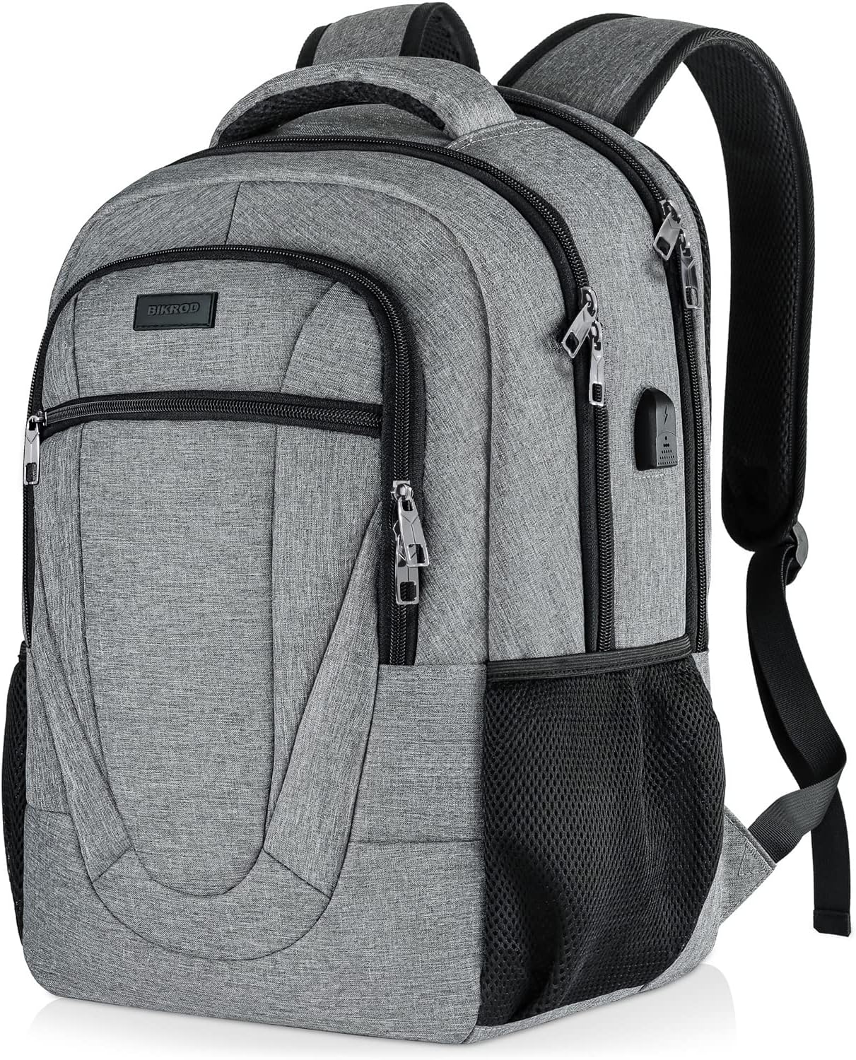 Travel Laptop Backpack, Backpacks for School College Teens, Business Anti Theft Slim Sturdy Backpack for Woman and Men with USB Charging Port, Adult Computer Work Backpack for 17 IN Laptop, Grey