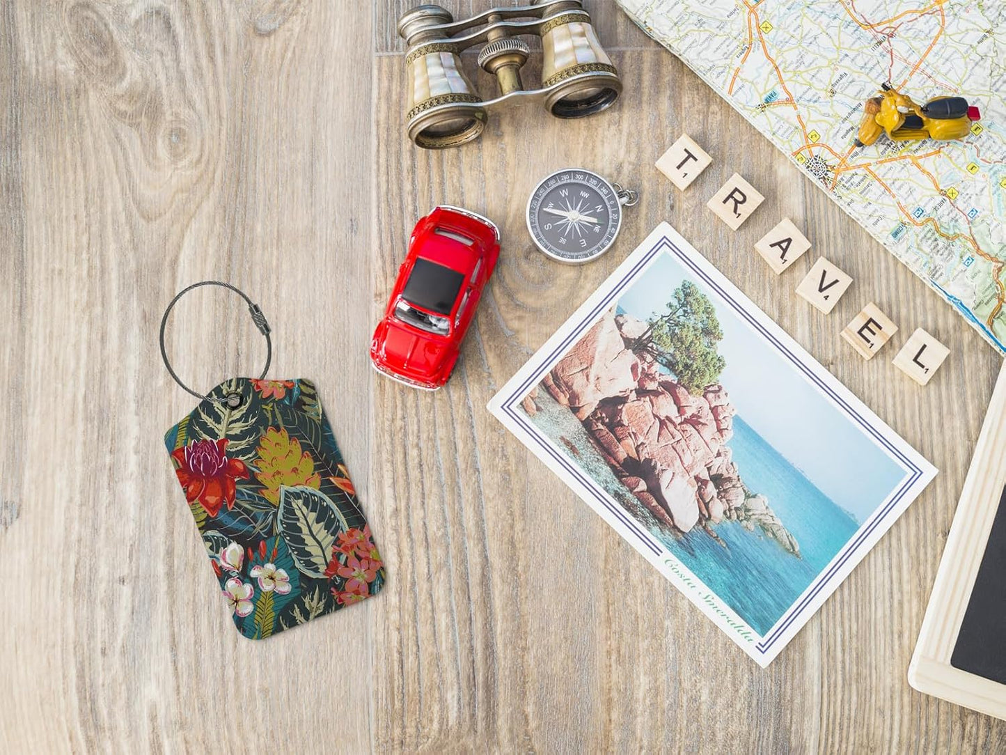 Vintage Luggage Tags for Suitcases,Retro Flower 2 Pack Baggage Tag Label with Steel Loop,Handbag School Bag Backpack Traveling Accessories,Flora Gifts for Women
