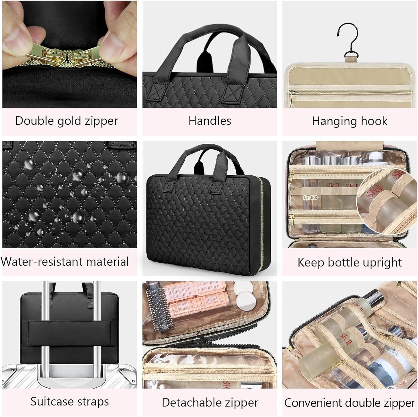 urophylla Detachable Travel Toiletry Bag for Women - Large Toiletry Bags for Traveling Women - Hanging Makeup Cosmetic Bag, Organizer for Travel Accessories Cruise Essential - Travel Size Toiletries