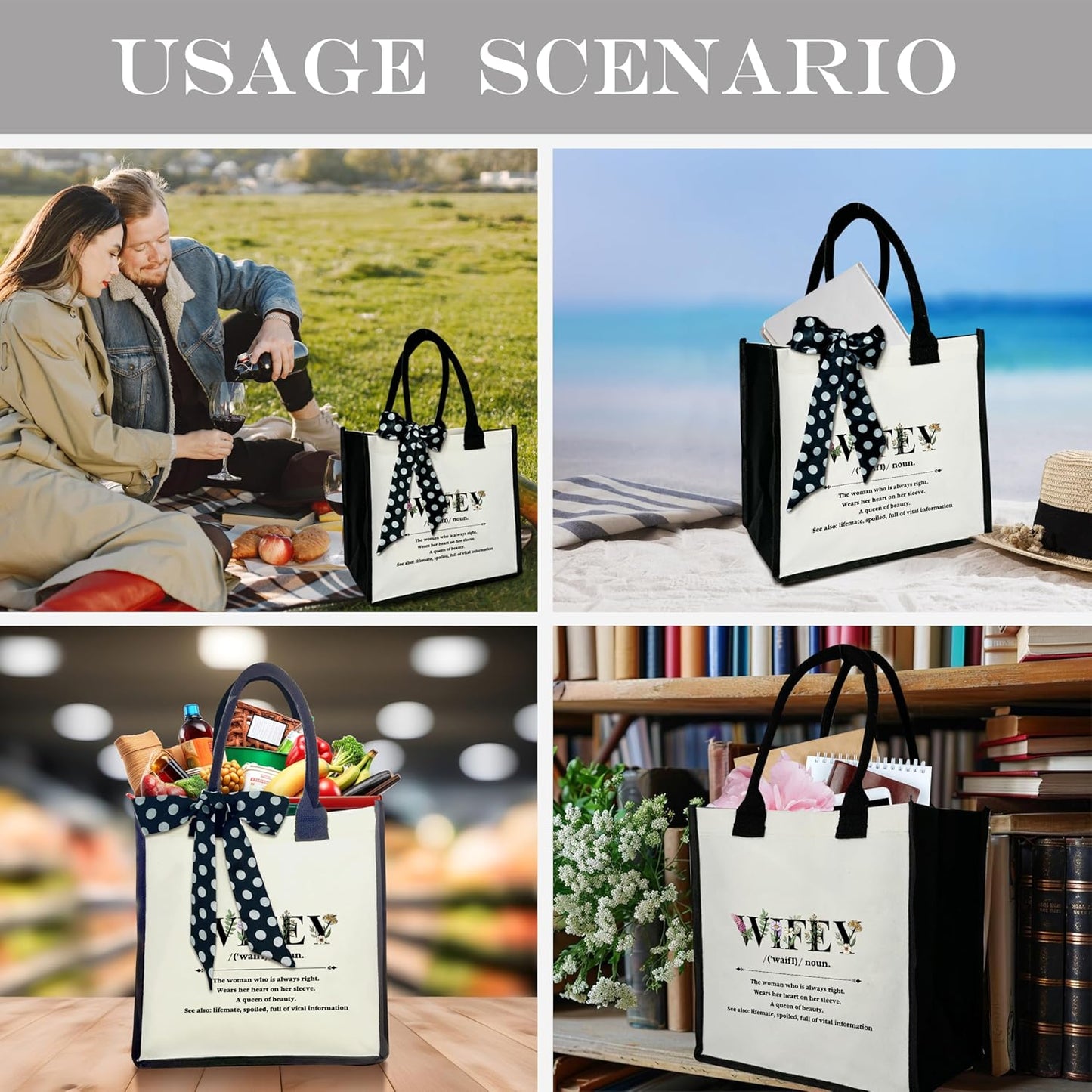 Definition Shoulder Beach Bag - Floral Canvas Tote Bag Gifts
