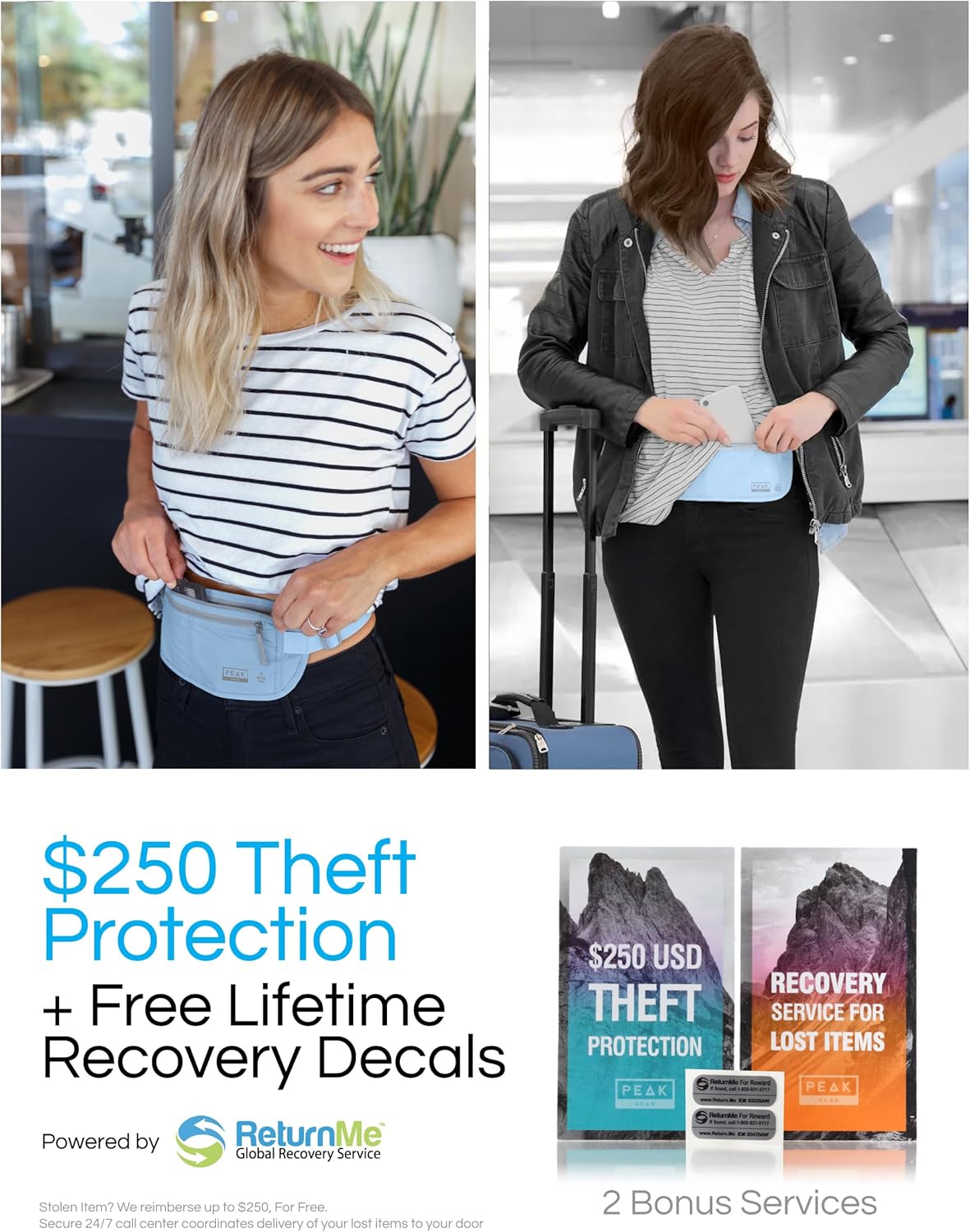 Peak Gear Travel Money Belt. Premium Quality Travel Wallet with RFID Blocking Fabric to Protect